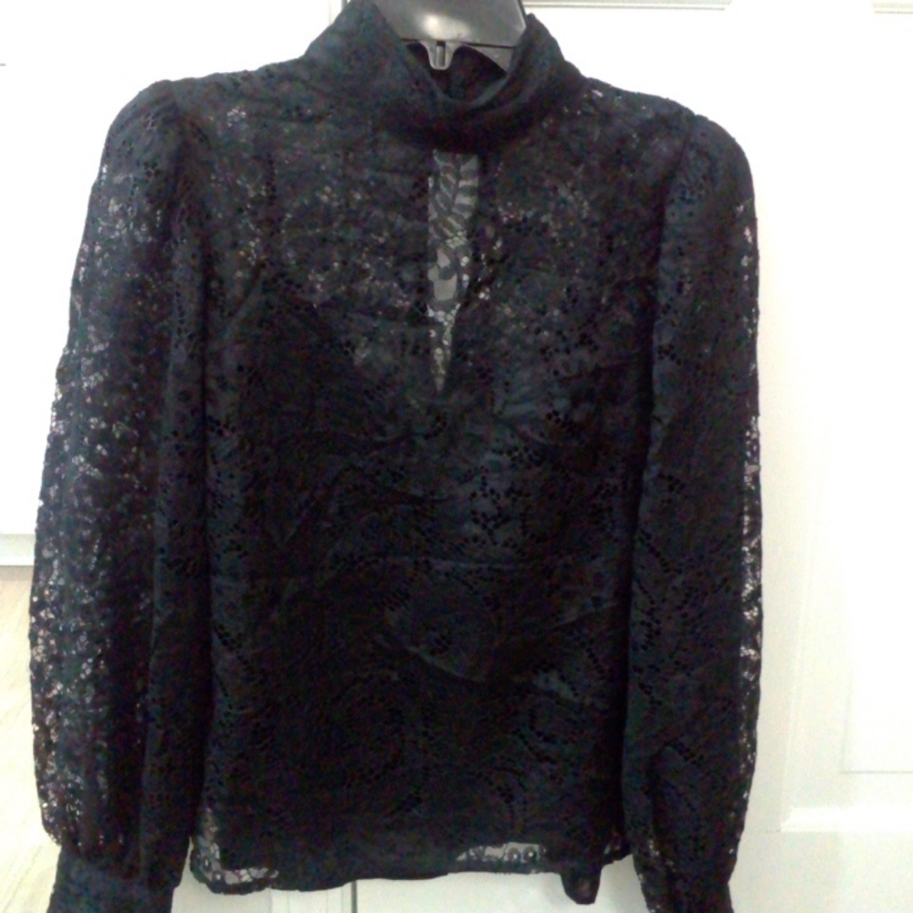 FARM Rio Long Sleeve Lace Shirt Blouse Top - Picture 3 of 5